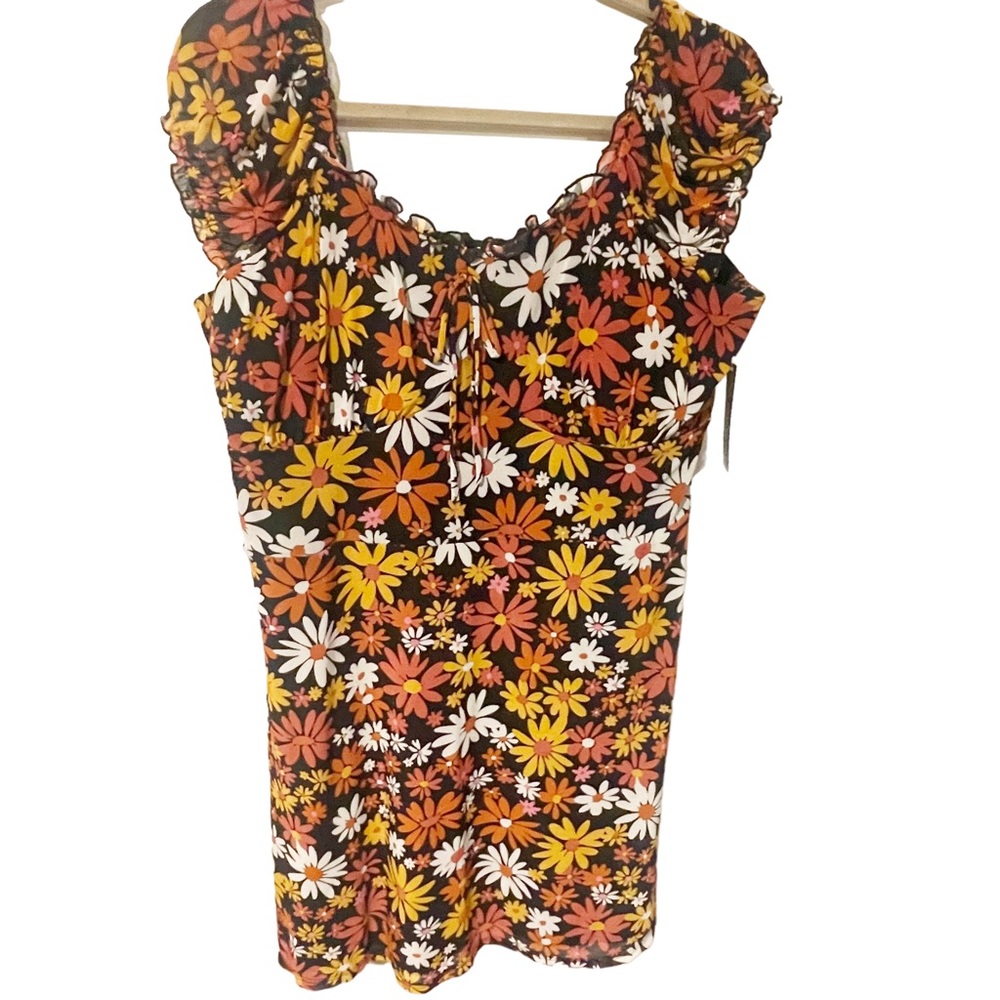 No Boundaries Juniors Plus Size XXXL 21 Retro Floral Smocked‎ Sleeveless Dress
